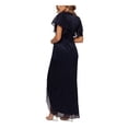 thumbnail image 2 of BETSY & ADAM Womens Navy Pleated Zippered High Slit Tulip-skirt Lined Flutter Sleeve V Neck Full-Length Formal Faux Wrap Dress 8, 2 of 4
