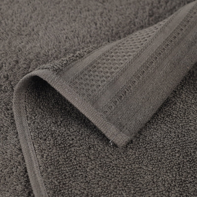 Superior Honeycomb Cotton Medium Weight Face Towels Washcloths, Set of 12, Gunmetal
