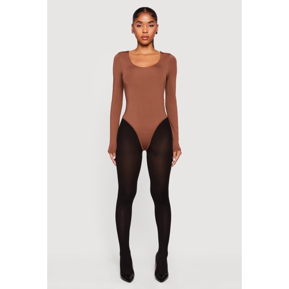 Women's Solid Long Sleeve Scoop Neck Bodysuit