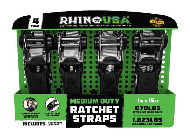 ストラップ RT-153158 Rhino USA 1in x 15ft Medium Duty Ratchet Straps - Walmart.com
