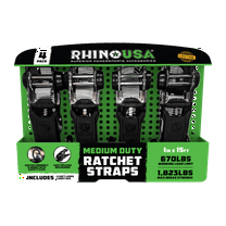 Rhino USA 1in x 15ft Medium Duty Ratchet Straps