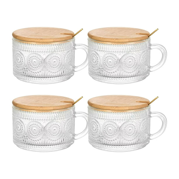 Moyic Idea de regalo Juego de vasos de vidrio: elegante y fácil de limpiar Juego de vasos de vidrio Taza de desayuno Juego de tazas de té Juegos de servir café y té 3 Girasoles estilo 450ml