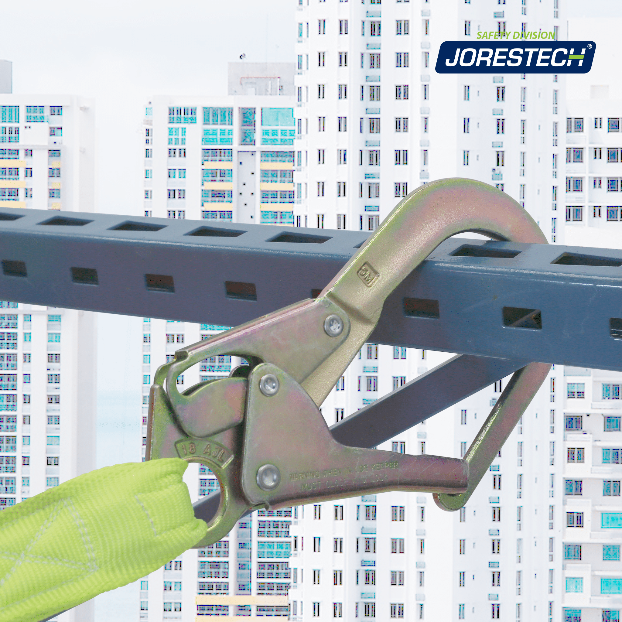 JORESTECH Single Leg Internal Shock-Absorbing Lanyard with Snap Hook and Scaffolding Hook