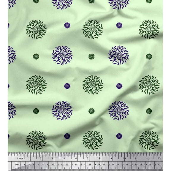 Soimoi Cotton Voile Fabric Floral Block Printed Craft Fabric by The Yard 42 Inch Wide