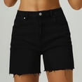 thumbnail image 4 of Afdoent Jean Shorts Womens High Waist Jean Shorts Wide Straight Leg Microelastic Long Denim Mom Shorts Comfy Trendy Beach Shorts, 4 of 9