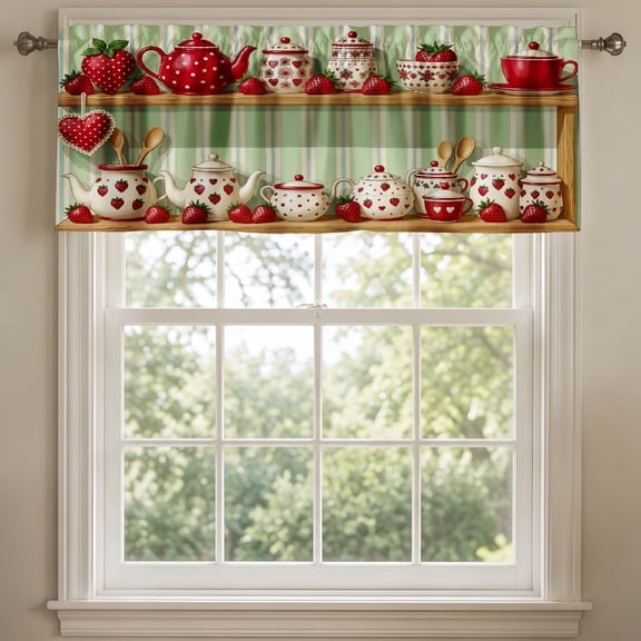 SPXUBZ Red Apple Kitchen Window Valance Farmhouse Curtain Valance Rod Pocket Home Decor