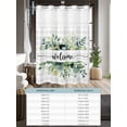 thumbnail image 6 of No Hook Cloth Fabric Shower Curtain with Snap in Liner, Eucalyptus Waterproof Shower Curtains Set with See Through Top Window, Sage Green Botanical Flower Plaid Check Bath Curtains Shower 72"x78", 6 of 6