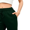 thumbnail image 5 of Wide Leg Sweatpants Women Baggy Fleece High Waisted Cotton Sweatpants Full Length Lightweight Athletic Workout Pants Dark Green S, 5 of 7