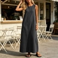 thumbnail image 6 of Vivianyo HD Women's Crew Neck Denim Maxi Dress, Sleeveless Loose Straight Casual Summer Long Dresses for Women Vacaton, Sizes S-5XL, 6 of 7
