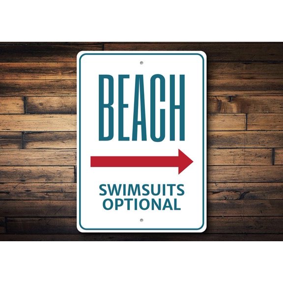Beach Swimsuits Optional Novelty Decor, Metal Wall Sign - 10x14 Inches