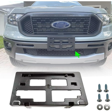 Front License Plate Frame for Ford Ranger 2019 2020 2021 2022 2023 NO Drill Front Bumper License Plate Holder Mounting Bracket Replace # KB3Z17A385A FO1068176