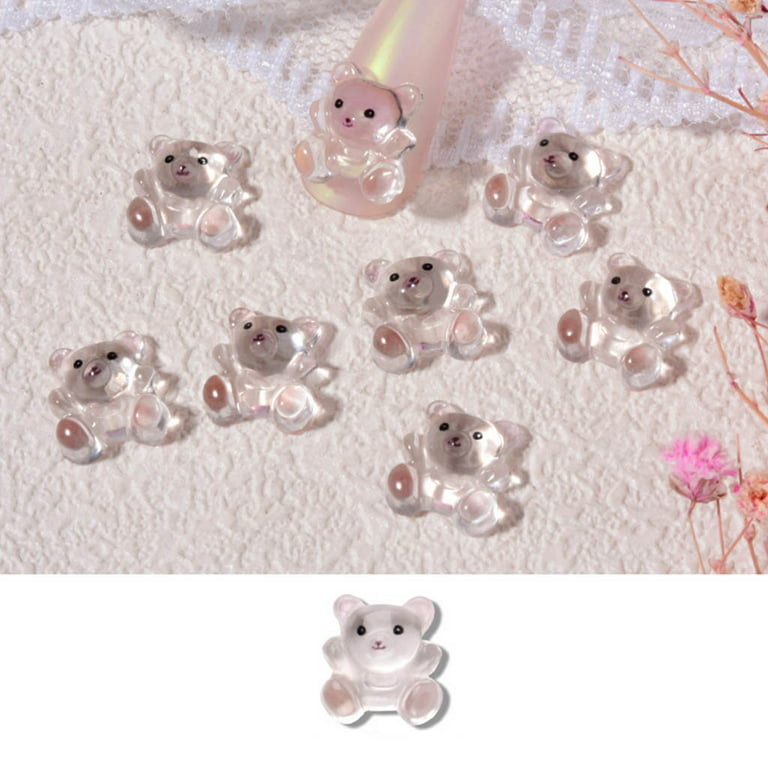 3d Cute Bear Resin Nail Charms,crystal Bear Shaped Nail Art  Accessories,jelly Ornaments Design Manicure - Temu Philippines