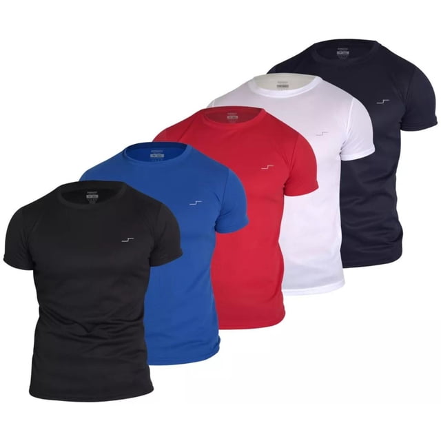 PAQUETE 5 PLAYERAS DEPORTIVAS CHILI BEANS CUELLO REDONDO DRY FIT COMODA TALLA M