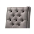 thumbnail image 4 of Transitional Grey Fabric Upholstered and Walnut Brown Finished Wood 2-Piece Swivel Bar Stool Set, 4 of 6