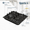 thumbnail image 3 of Parrilla de Gas empotrable Fline Oporto 4 Vidrio templado 58 cm Oporto 4, 3 of 5