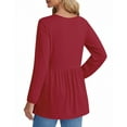 thumbnail image 4 of UVN Fall Blouses for Women Long Sleeve V Neck Peplum Tunic Tops Casual Babydoll Flowy T Shirts, 4 of 7
