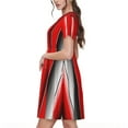 thumbnail image 2 of Rateoe Red Black and White Serape Blanket Stripes Pattern Women’s Short Sleeve Dress – Casual Elegant Summer A-Line Dress for Everyday Wear, 2 of 6
