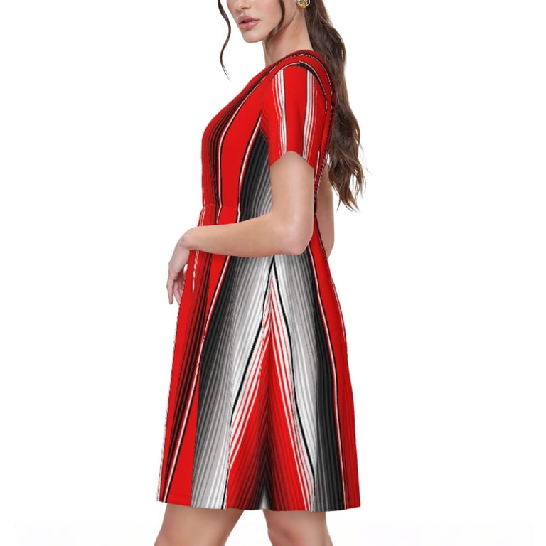 red black striped dress Selah Bodycon Dress in Mini Stripe Red and Black main image 1