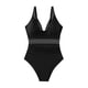 thumbnail image 4 of Conjunto de Bikini de Cintura Alta para Mujeres Traje de Baño de Malla de Correa sin Espalda de Color Sólido con Almohadillas Extraíbles, 4 of 4