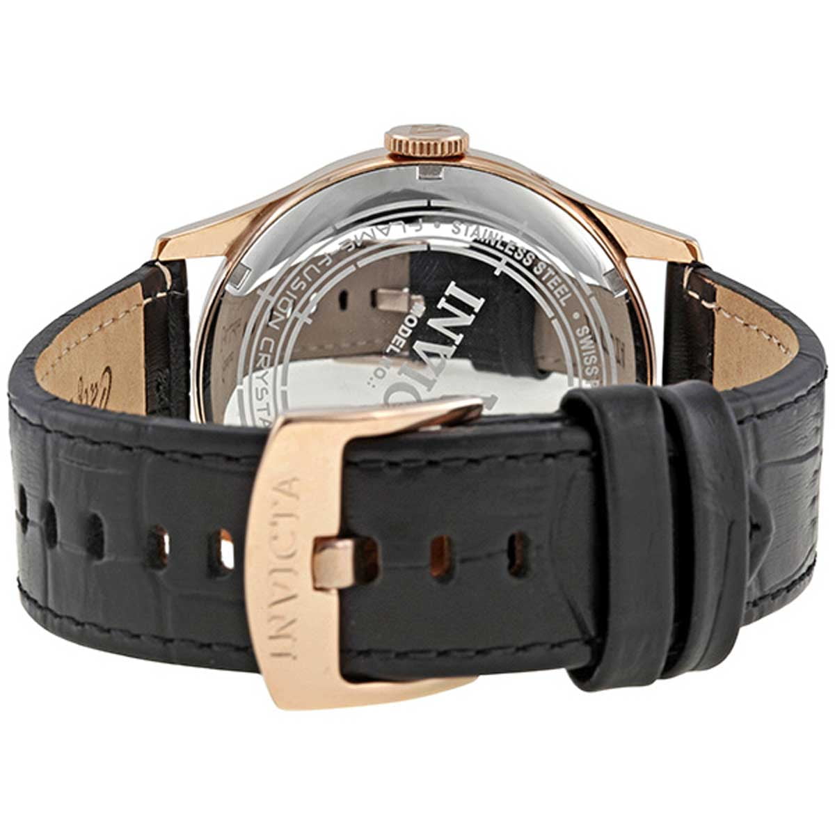 Invicta Men's Vintage Copper Dial Quartz Swiss Master Black Leather Strap Watch