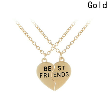 AkoaDa Wholesale Best Friends Necklace 2Parts Charming Broken Heart Letter Pendants Necklaces Forever Friendship (Cute Letters For A Best Friend)