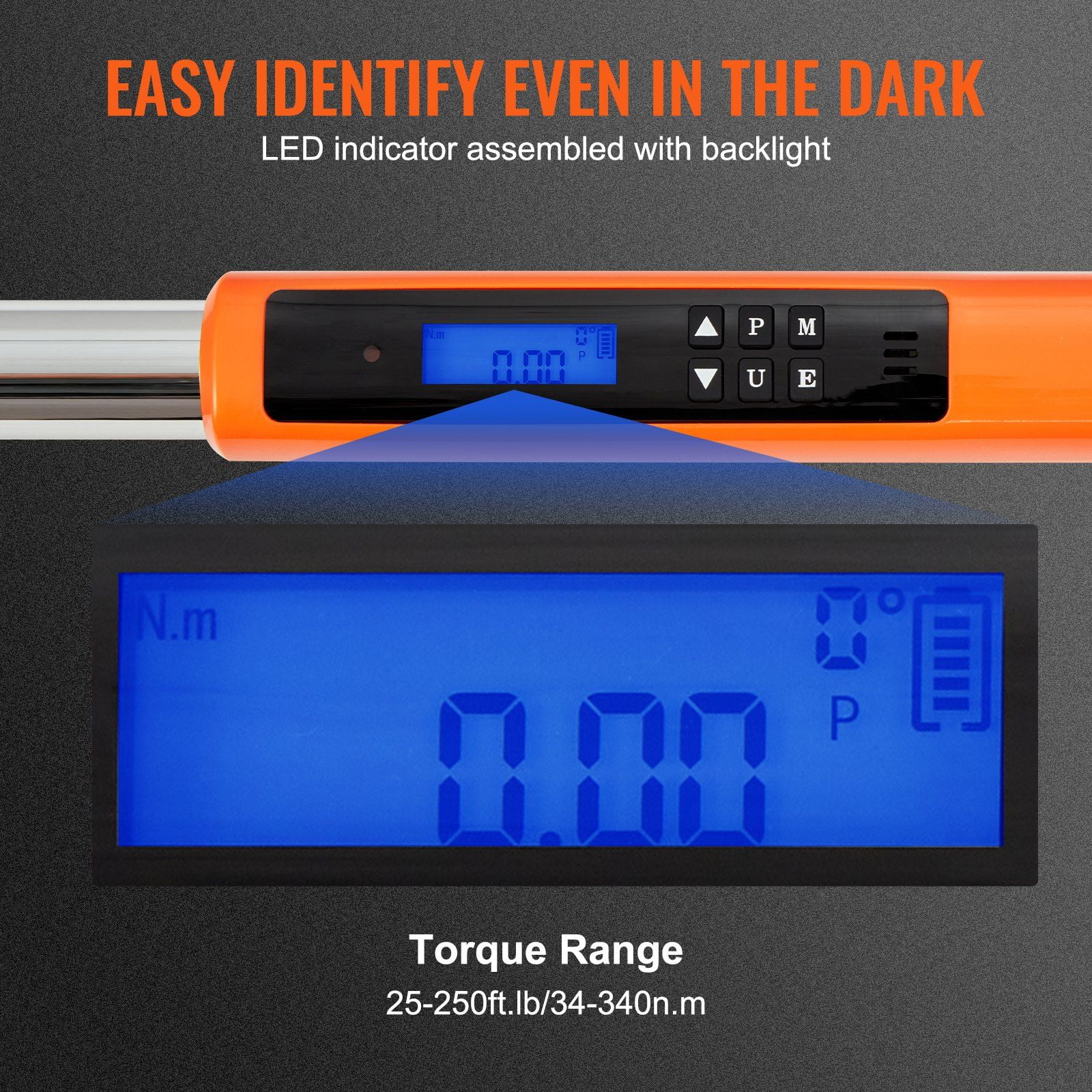 Digital Torque Wrench 1 2 Drive Electronic Torque Wrench Kit 25 250 ft lb 34 340 N m Torque Range Accurate to 2 Percent 3 Mode Adjustable Torque Wrench Set with LED Buzzer Calibration