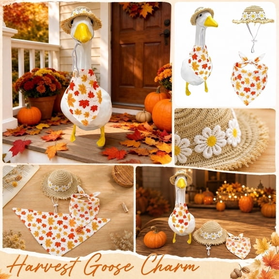 2 Pack, Porch Goose Outfits 23 Inch Porch Goose Outfits Fall Maple Leaf Goose Clothes Decorative Set, Halloween Decorations Outdoor for Lawn Porch Party Holiday Display