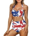 thumbnail image 3 of Suhoaziia Bikini Sets for Women Push Up British Flag Mesh Lining Quick Dry Swimsuits Tankini for Women with Bottom,V-Neck Halter Tie Back Bikini Underwear Size M, 3 of 6