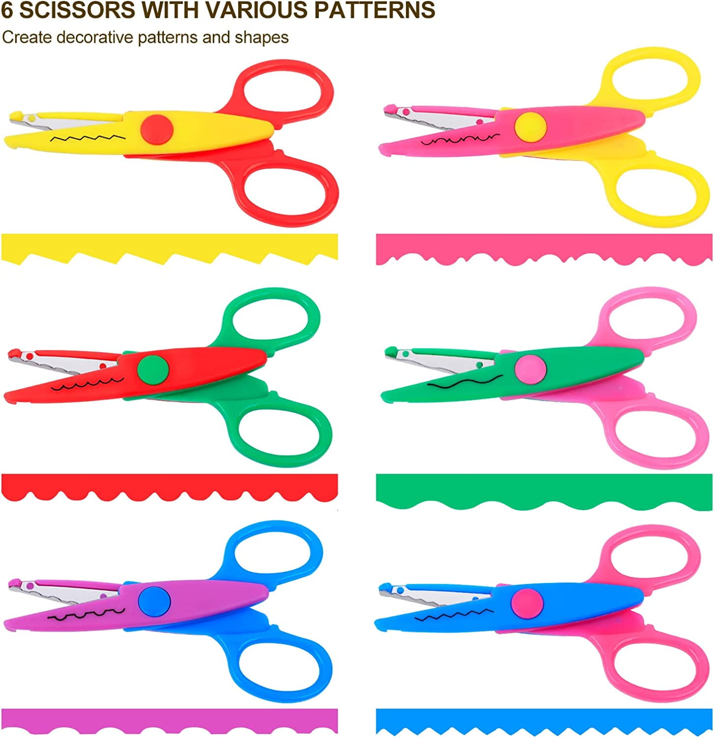 6 Colorful Decorative Paper Edge Scissor Set, Great for Teachers, Crafts,  Scrapbooking, Kids Design 