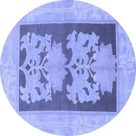 Ahgly Company Indoor Round Abstract Blue Modern Area Rugs, 4' Round