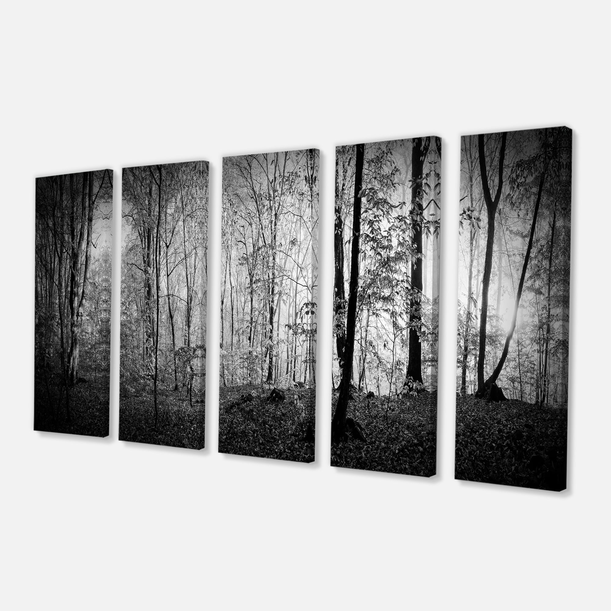 Designart 'Beautiful Forest Morning Panorama ' Landscape Canvas Art Print