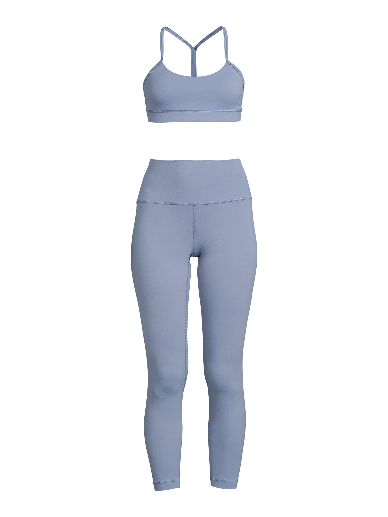 Dropship 2 Pieces Contrast Color Patchwork Yoga Set, Wide Strap Sports Bra  & Overlap Leggings, Women's Activewear to Sell Online at a Lower Price