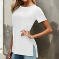 thumbnail image 2 of Daznico Women's Side Slit Crew Neck Tee, Short Sleeve Casual Basic Top for Spring & Summer Everyday Wear,XXL, 2 of 8