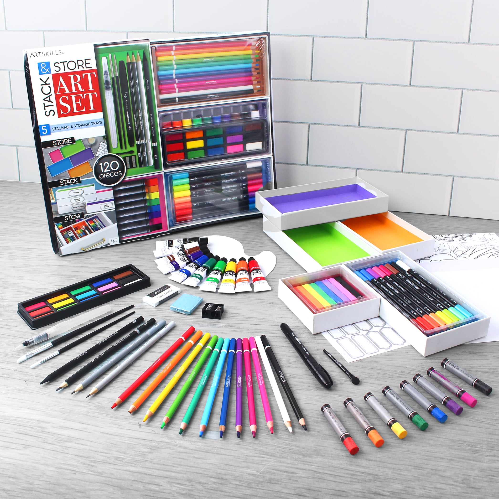 ArtSkills Stack & Store Art Set, 120 Pieces