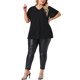 thumbnail image 2 of Blusas de mujer de tallas grandes Agnes Orinda, camiseta de manga corta con escote en V metálico, tops de fiesta 3X en negro, 2 of 6