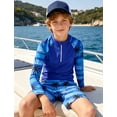 thumbnail image 2 of Aideaone 2 Piece Boys Swimsuit Set Kids Zipper Long Sleeve Rash Guard with Swim Trunks Bathing Suit Swimwear for Boys 7-12T, 2 of 6