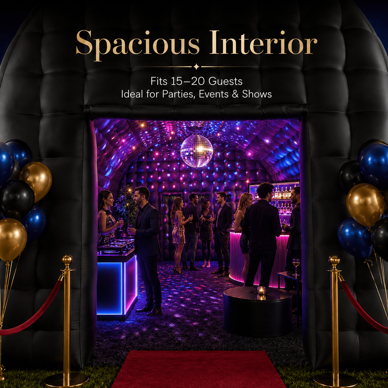 Connsann Inflatable Nightclub Tent with Blower, Oxford Cloth, for Outdoor Party, Club, and Entertainment Use (No LED Lights)