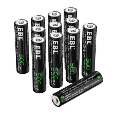 EBL 12-Pack 1.2V 500mAh Ni-Cd Battery AAA Rechargeable
