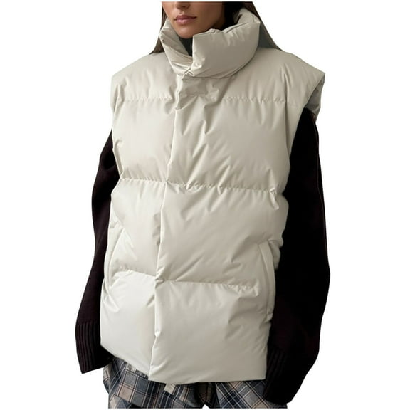 Inleife Womens Outerwear Vests Women's Solid Color Jacket Casual Sleeveless Cotton Jacket Top Blouse