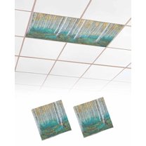Fluorescent Light Covers for Ceiling Lights 2 Pack, Teal Yellow Oil Painting Magnetic Ceiling Light Covers 2x4ft for Classroom Office School, Contemporary Abstract Art Drop Ceiling Light Shade