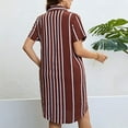 thumbnail image 5 of Henpk Summer Dresses for Women Striped T Shirt Dress Casual Midi Dress Short Sleeve Sundress with Pockets Fashion Striped V-Neck Short Sleeve Dress Skirt Red XXL, 5 of 5