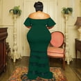 thumbnail image 3 of AURA Plus Size V Neck Maxi Dress Women Flare Sleeve High Waist Elegant Summer Party Dress, 3 of 4