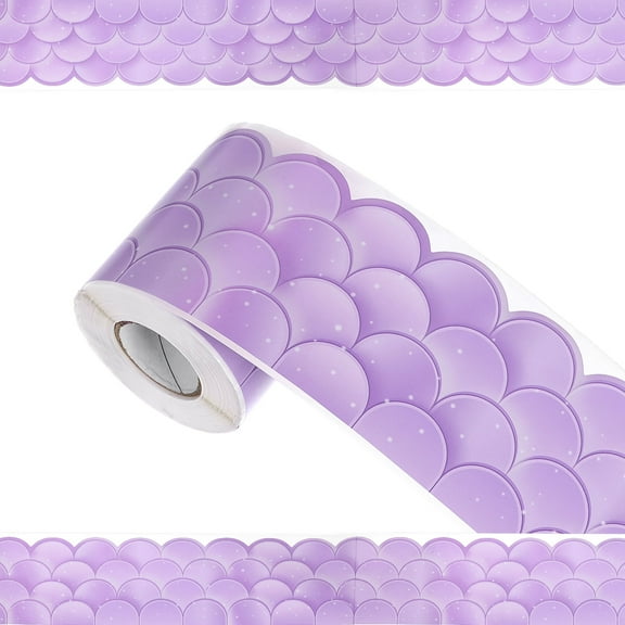 Uxcell Bulletin Board Border 65.6Ft x 2.75Inch Classroom Border Trim Purple Fish Scales
