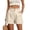 Khaki, variant on WRFWUL Womens High Waist Shorts Elastic Smocked Waist Button Front Wide Leg Shorts Cuffed Hem Summer Comfy Lounge Pants