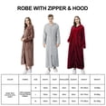thumbnail image 5 of TOPCHANCES Long Hooded Robe for Men Women, Winter Flannel Thick Warm Bathrobes with Pockets & Zipper (Light Gray, L), 5 of 8