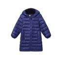 thumbnail image 3 of HNMKIU Girls Down Jacket Extra Warm Long Padded Coat Thickened Winter Coats for Girls for Kids and Youth with Knee Length Design Navy,12-13 Years, 3 of 5