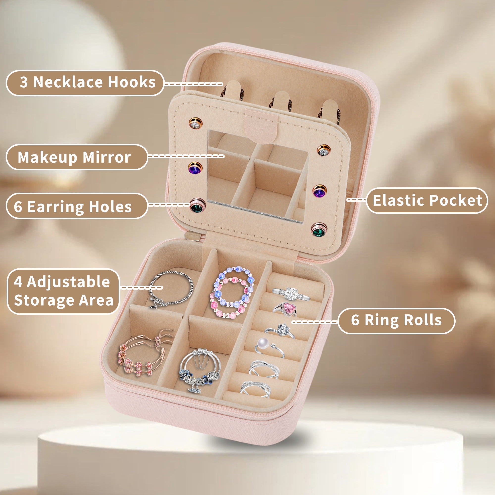 Unique Bargains Letter I Travel Jewelry Box, Organizer for Necklace and Ring