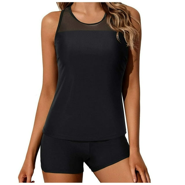 Women Tankini Swimsuit Tummy Control Top With Shorts Two Piece Bathing Suit