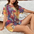 thumbnail image 4 of Balery Meditating Cute Horse Conjunto de Pijama para Mujer con Estampado, Dos Piezas de Manga Corta y Shorts, Ropa de Dormir Suave con Cuello Redondo y Bolsillos-X-Large, 4 of 6