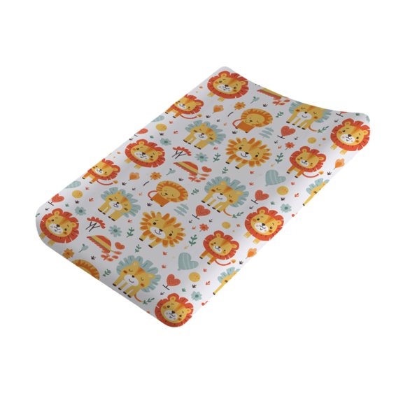 Baby Cartoon Lions Changing Pad Covers for Baby Boy Girl 32''x 16'' Cute Lion Boho Floral Leaves Fitted Changing Pad Sheets Soft Diaper Changing Table Mat